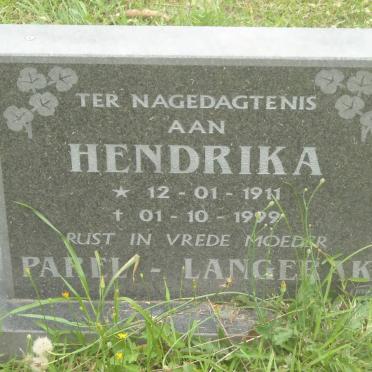 LANGERAK Hendrika, Papel 1911-1999