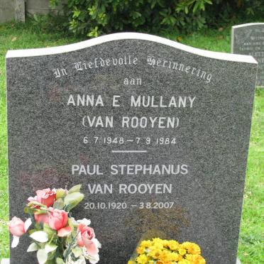 MULLANY Anna E. nee VAN ROOYEN 1948-1984 :: VAN ROOYEN Paul Stephanus 1920-2007