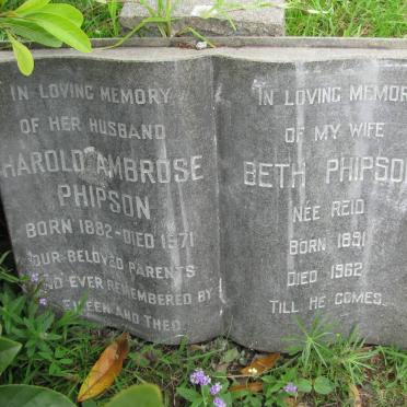 PHIPSON Harold Ambrose 1882-1971 &amp; Beth REID 1891-1962