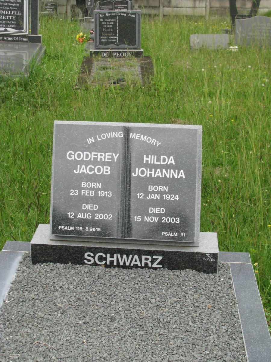 SCHWARZ Godfrey Jacob 1913-2002 &amp; Hilda Johanna 1924-2003