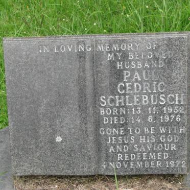 SCHLEBUSCH Paul Cedric 1952-1976