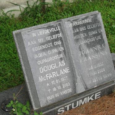 STUMKE Douglas McFarlane 1927-2003 &amp; Johanna Fransina 1932-2006