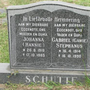 SCHUTTE Gabriel Stephanus 1914-1990 &amp; Johanna 1918-1985