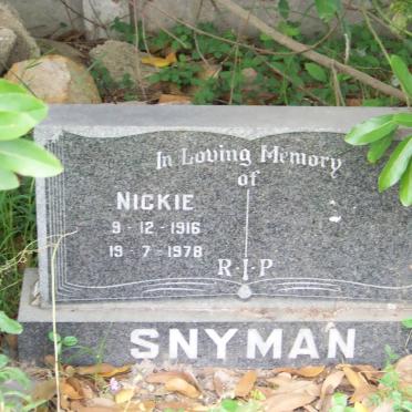 SNYMAN Nickie 1916-1978