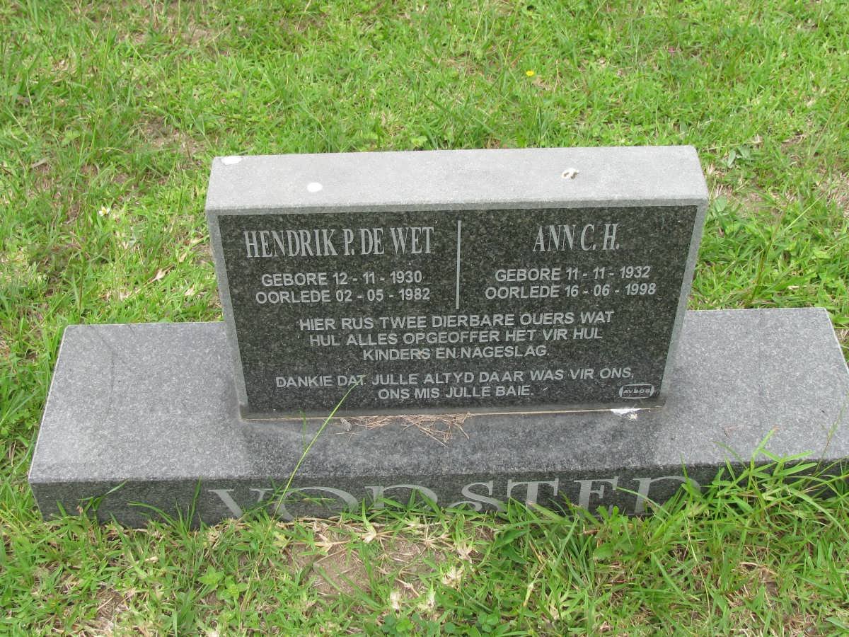 VORSTER Hendrik P. De Wet 1930-1982 &amp; Ann C.H. 1932-1998