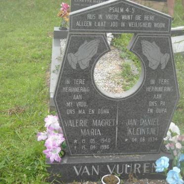 VUUREN Jan Daniel, du 1934- &amp; Valerie Magret Maria 1940-1996