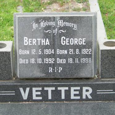 VETTER George 1922-1998 &amp; Bertha 1904-1992