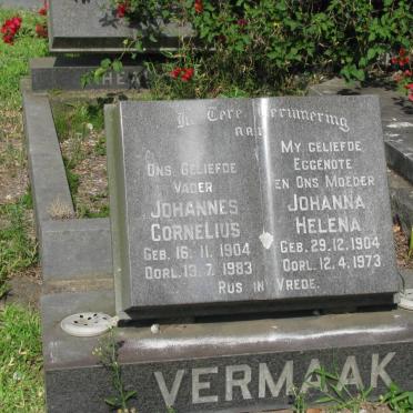 VERMAAK Johannes Cornelius 1904-1983 &amp; Johanna Helena 1904-1973