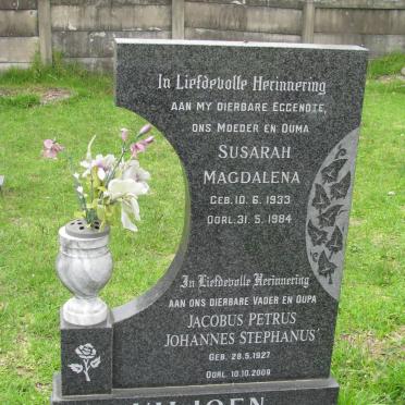 VILJOEN Jacobus Petrus Johannes Stephanus 1927-2009 &amp; Susarah Magdalena 1933-1984