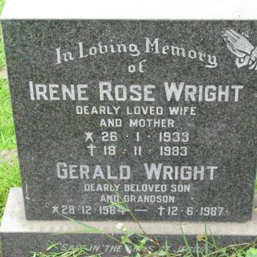 WRIGHT Irene Rose 1933-1983 :: WRIGHT Gerald 1984-1987