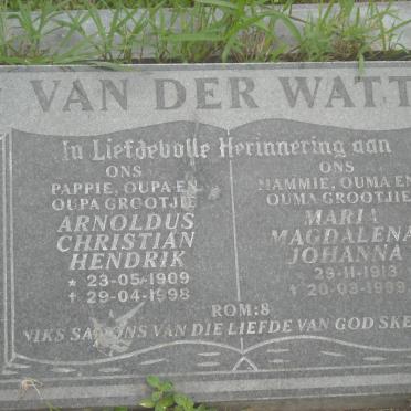 WATT Arnoldus Christian Hendrik, van der 1909-1998 &amp; Maria Magdalena Johanna ??-