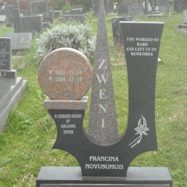 ZWENI Francina Novusumuzi 1919-2004