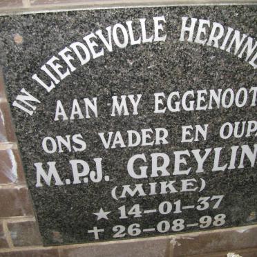 GREYLING M.P.J. 1937-1998