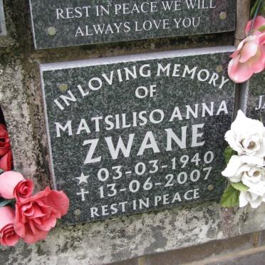 ZWANE Matsiliso Anna 1940-2007