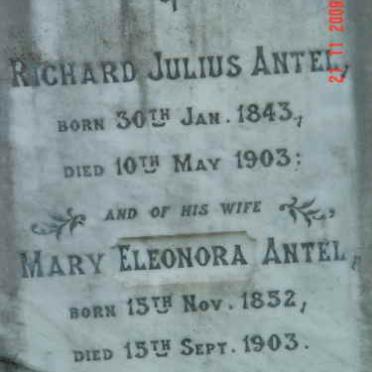ANTEL Richard Julius 1843-1903 &amp; Mary Eleonora COCKBURN 1852-1903