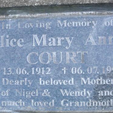 COURT Alice Mary Annie 1912-1996