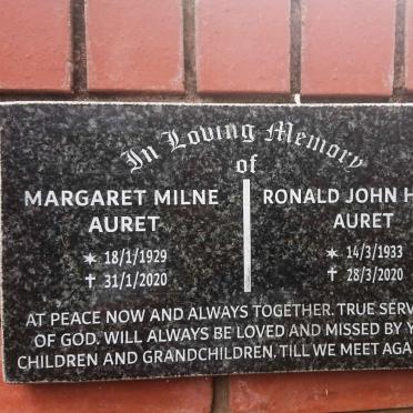 AURET Ronald John Hayes 1933-2020 &amp; Margaret Milne 1929-2020