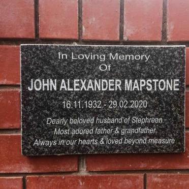 MAPSTONE John Alexander 1932-2020