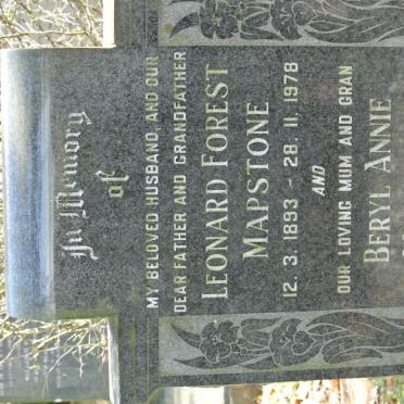 MAPSTONE Leonard Forest 1893-1978 &amp; Beryl Annie 1910-1994