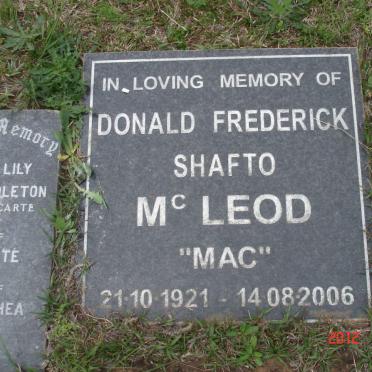 McLEOD Donald Frederick Shafto 1921-2006