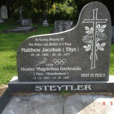 STEYTLER Matthew Jacobus 1895-1977 &amp; Hester Magdelina Gertruida HENDERSON 1905-1995