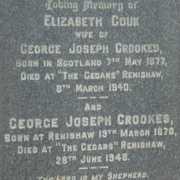 CROOKES George Joseph 1870-1945 &amp; Elizabeth COUK 1877-1940