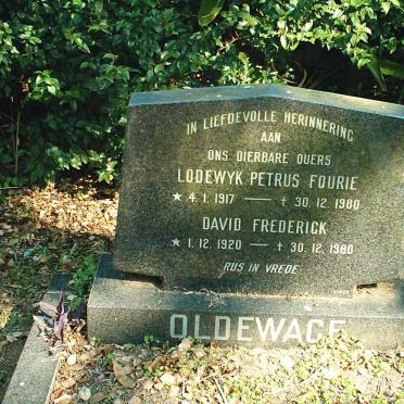 OLDEWAGE Lodewyk Petrus Fourie 1917-1980 &amp; David Frederick 1920-1980