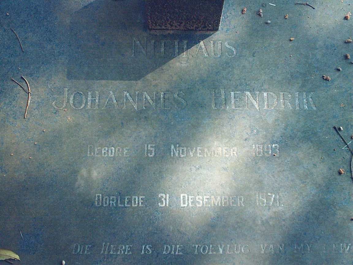 NIEHAUS Johannes Hendrik 1893-1971