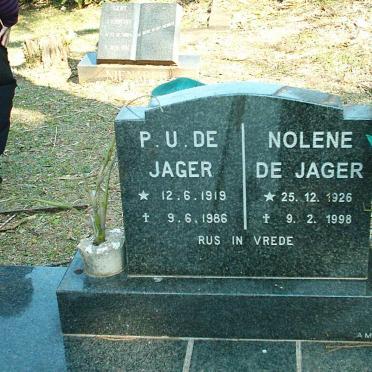 JAGER P.U., de 1919-1986 &amp; Nolene 1926-1998