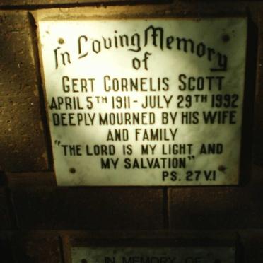 SCOTT Gert Cornelis 1911-1992