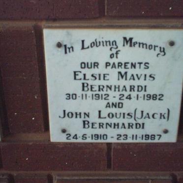 BERNHARDI John Louis 1910-1987 &amp; Elsie Mavis 1912-1982