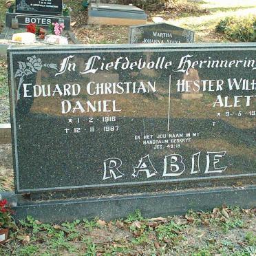 RABIE Eduard Christian Daniel 1916-1987 &amp; Hester Wilhelmina Aletta 1914-