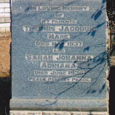 MARE Theunis Jacobus -1937 &amp; Sarah Johanna Adriana -1936