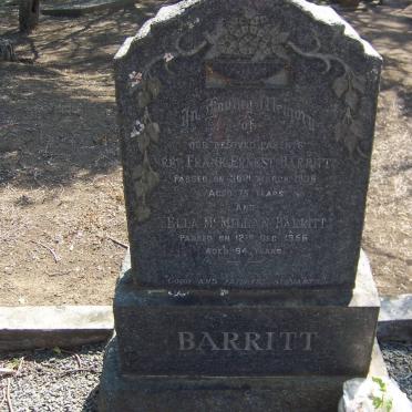 BARRITT Frank Ernest -1938 &amp; Ella McMillan -1956
