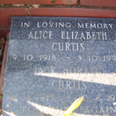 CURTIS Jack Horatio 1913-1996 &amp; Alice Elizabeth 1918-1994