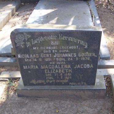 GOOSEN Nicolaas Gert Johannes 1891-1976 &amp; Maria Magdalena Jacoba Elizabeth 1895-1985
