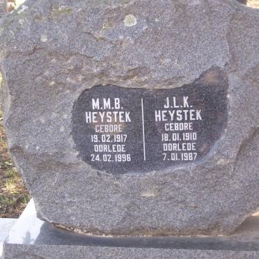 HEYSTEK M.M.B. 1917-1996 &amp; J.L.K. 1910-1987