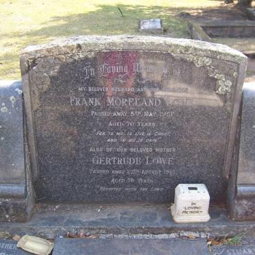 LOWE Frank Moreland -1951 &amp; Gertrude -1961