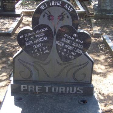 PRETORIUS Johannes Diederick Willem Jacobus 1952-1996 &amp; Maria Magdalena 1954-1994
