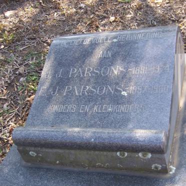 PARSONS J.J. 1891-1974 &amp; E.J. 1897-1980