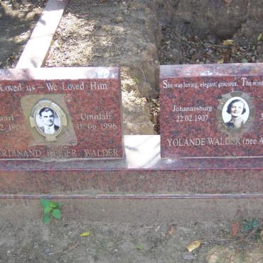 WALDER Ferdinand Reiger 1904-1996 &amp; Yolande ASHMAN 1907-2009
