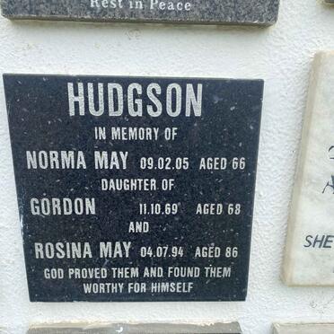 HUDGSON Gordon -1969 & Rosina May -1994 :: HUDGSON Norma May -2005
