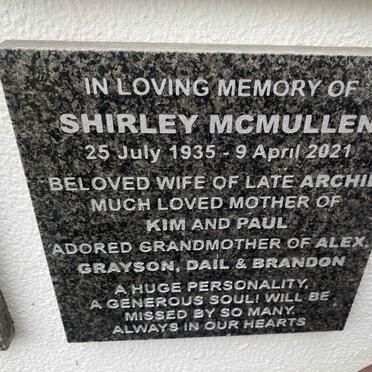 MCMULLEN Shirley 1935-2021