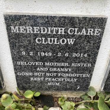 CLULOW Meredith Clare 1949-2014