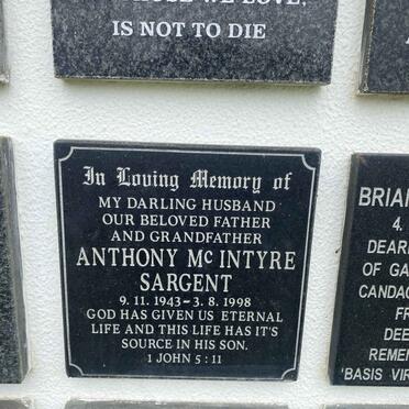 SARGENT Anthony McIntyre 1943-1998