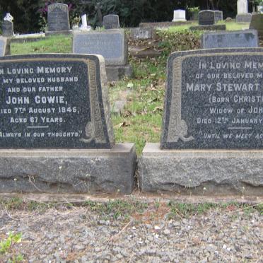 COWIE John -1945 &amp; Mary Stewart CHRISTIE -1957