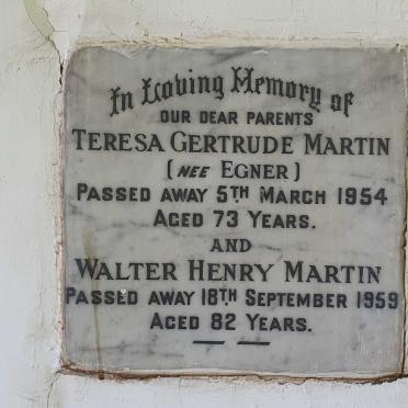 MARTIN Walter Henry -1959 &amp; Teresa Gertrude EGNER -1954