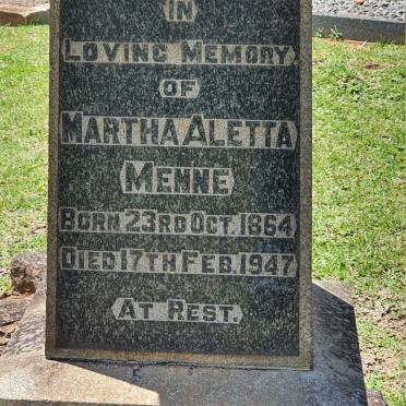 MENNE Martha Aletta 1864-1947