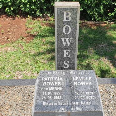 BOWES Neville 1929-2020 &amp; Patricia MENNE 1927-1992