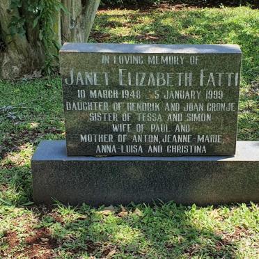 FATTI Janet Elizabeth nee CRONJE 1948-1999